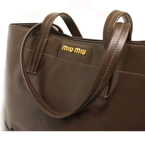 MIU MIU LEATHER TOTE RR1820 TAN VITELLO LEATHER 